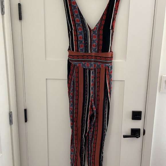 NWOT Free People Sz 10 All Shook Up Sleeveless Printed Tie Back Jumpsuit - Picture 6 of 13